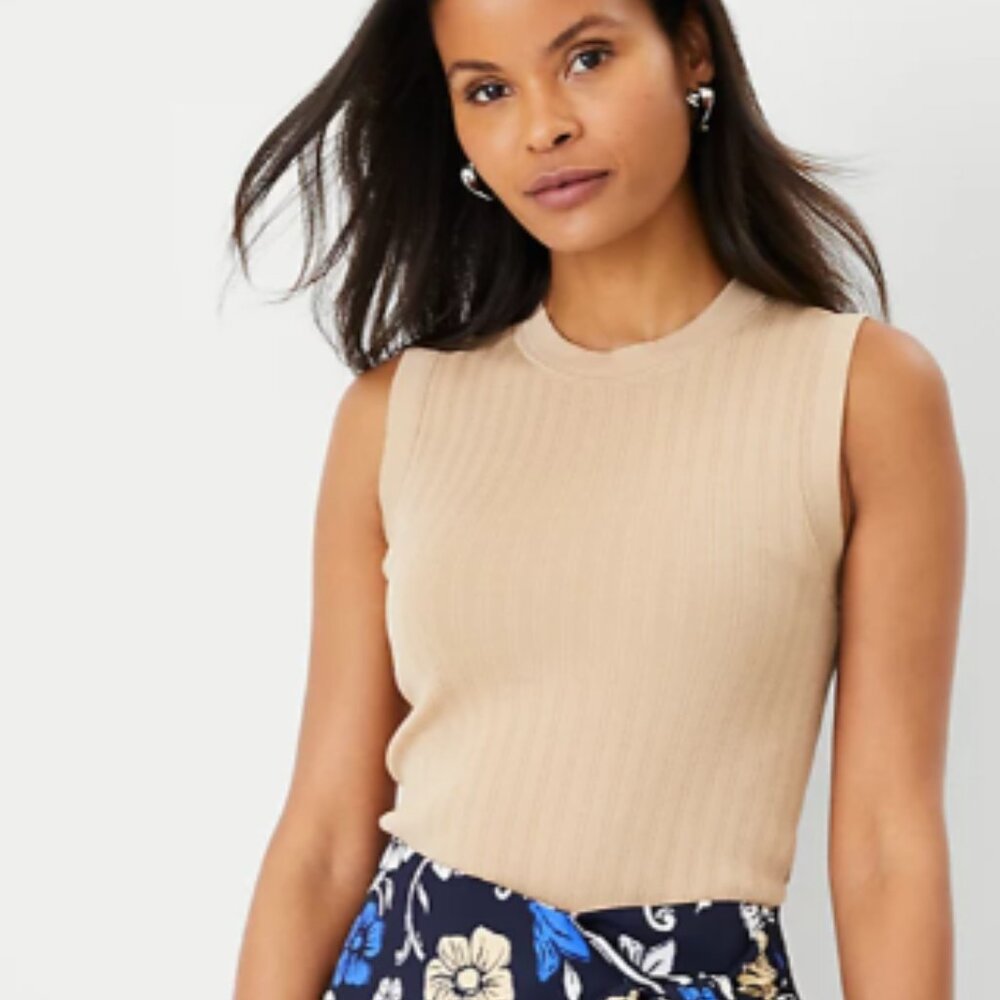 NEW NWT Ann Taylor Petite Ribbed Sweater Shell Color: Baguette